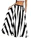 Sinono Women's Chiffon Stripe Maxi Skirt High Waist Mopping Floor Skirts (Medium, 2-Black)