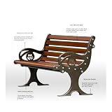 Małe, wytrzymałe ławki ogrodowe do użytku na zewnątrz Aluminum Park Bench with Backrest – Outdoor Garden Patio Seating for Parks, Ławka ogrodowa do ogrodu, na werandę i do parku(120cm)