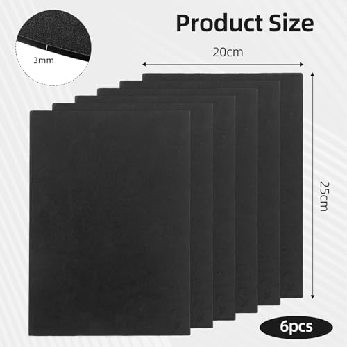 Hurifeng Selbstklebende Schaumstoffplatte EVA Moosgummi – 6 Stück, Schwarz, 25x20 cm, 3mm Dicke