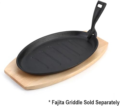 Miniatura 5 de Soro Essentials - Base de madera para fajita de forma ovalada de 12-58" x 9" x 34" - Base de madera para fajita chisporroteante para fajita de 8-78"