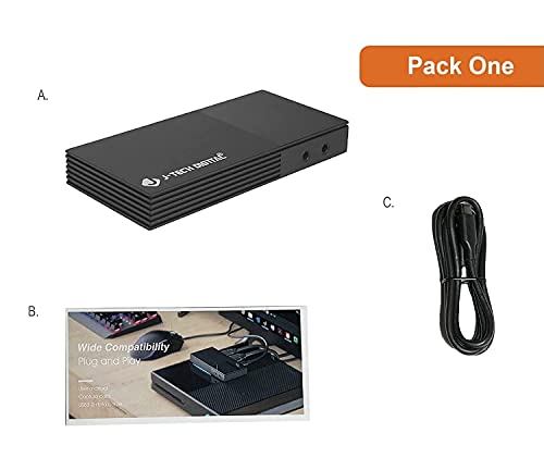 J-Tech Digital 4K Hdmi Capture Card With Usb Type-C And 2 Pack Hdmi 2.0 3Ft Cable 100% Triple Shielded 24K Gold Plated Connectors #TOP1