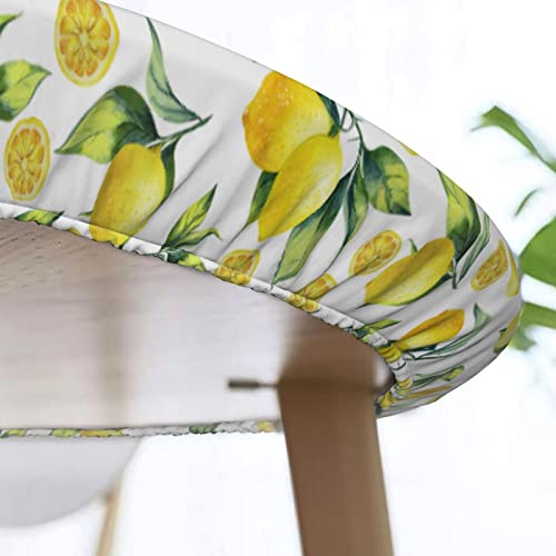 Woaidy Elastic Edged Round Lemon Fitted Table Cloth Cover, Home Decorative Tablecloth For Indoor Outdoor Kitchen Party, Fits 40" - 44" Tables, Small #TOP4