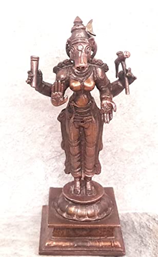 Image of Goddess Varahi Murti Copper Idol - 5 in - Pack of 1