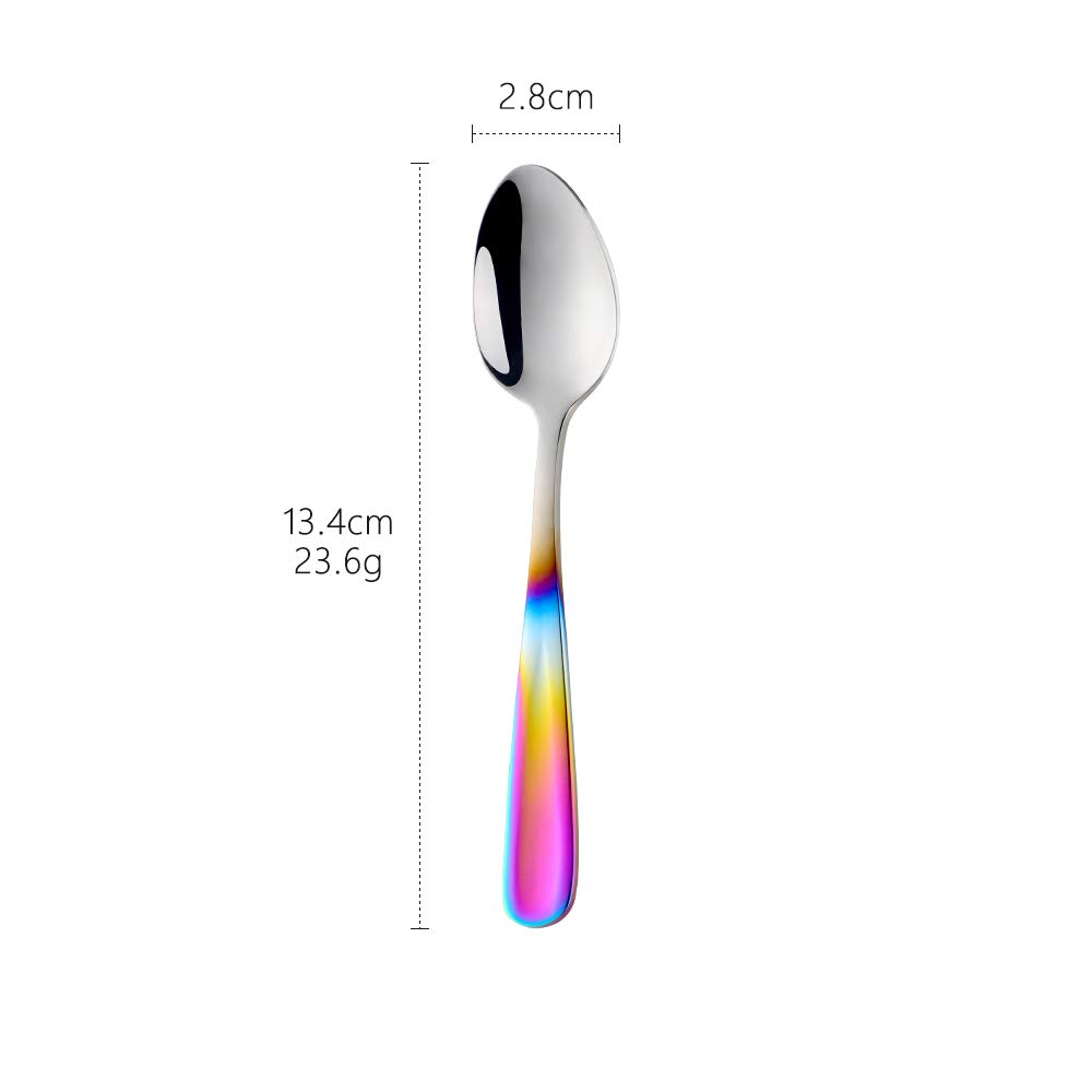 BISDARUN 8-Piece Coffee Spoon Set Stainless Steel Gradient Rainbow Teaspoon Mocha Spoon Dessert Spoon 13.5CM(5.3 Inch) - Image 2