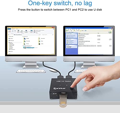 USB 3.0 Switch Selector, 2 In 1 Out USB Switcher For 2 Computers Share 1 USB Devices, Mouse, Keyboard, Scanner, Printer, Etc