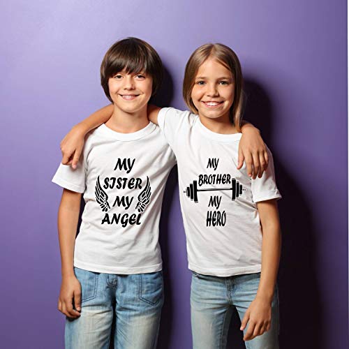 Image of Hangout Hub |Sibling Tshirts| Brother Sister Angel Hero | Set of 2