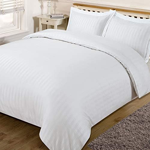 Dreamscene Satin Stripe Beautiful Soft Fresh Comfortable Simple Eyecatching Duvet Cover Bedding Set, Blush Pink - Double