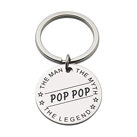 Huiuy Papa The Man The Myth The Legend Stainless Steel Keychain Gift for Dad Grandpa Uncle Perfect Present for Fathers Day (Pop pop) Cover