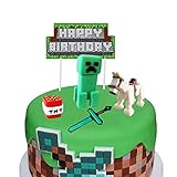 5Pcs Pixel Cake Toppers and Cake Decoration Birthday cake decoration Set For the Pixel Party supplie