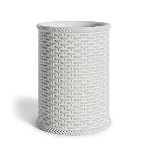 Barnyard Designs Ceramic Farmhouse Kitchen Utensil Holder For Countertop, Decorative Kitchen Utensil Holder, Large Kitchen Utensil Holder For Kitchen Counter, Utensil Crock Spatula Holder, 6.5" White #TOP5