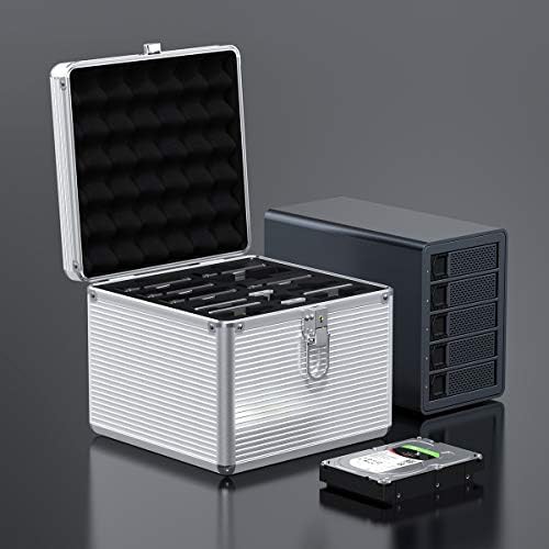 ORICO Hard Drive Case 15 Bay Aluminum Suitcase for Protect or Storage HDD SSD (6 x 3.5 inch and 6 x 2.5 inch Hard Disk and 3 x M.2 SSD), Shockproof, Dustproof and Moisture-resistant