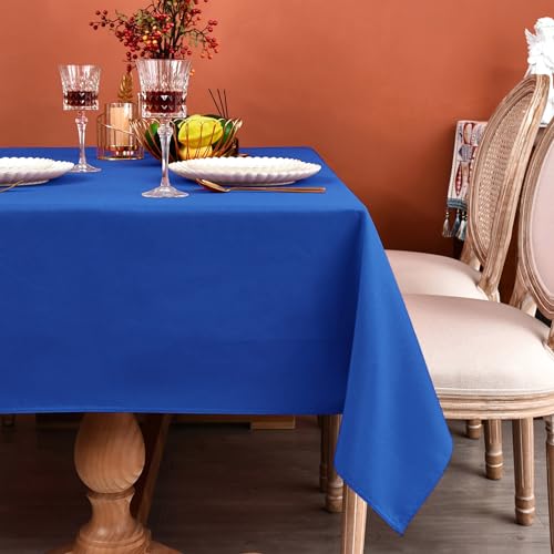 MEANMOY Royal Blue 210 GSM Water & Stain Resistant Rectangle Tablecloth for 4 Foot Table - Solid 52 x 70 Inch Rectangular Table Cloth in Wrinkle Free Washable Polyester Fabric for Party, Banquet by MEANMOY - Used condition - US$13.87