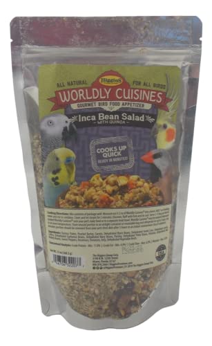 Higgins Worldly Cuisines Gourmet Bird Food Appetizer Treat - Inca Bean Salad (13 Ounces) - Plus Toy, Cuttlebone And Fun Animal Facts Booklet Bundle #TOP1
