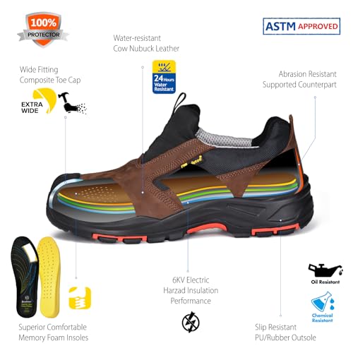 Men's Slip On Work Shoes Low Height Composite Toe Cow Leather Safety Shoes Lightweight Comfortable Sneakers for Industrial2