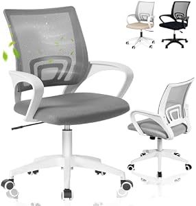 EveryKip Original® Silla Escritorio Ergonomica Ajustable con Apoyo Lumbar| Ruedas Anti-Arañazos 360° | Sillas Oficina Ejecutiva Transpirable | Office Chair (Gris)