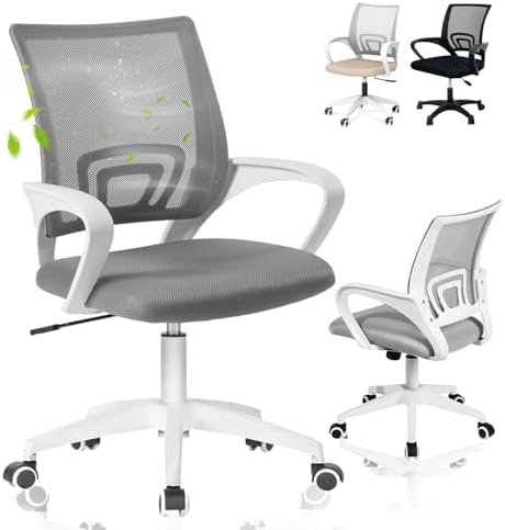 EveryKip Original® Silla Escritorio Ergonomica Ajustable con Apoyo Lumbar| Ruedas Anti-Arañazos 360° | Sillas Oficina Ejecutiva Transpirable | Office Chair (Gris)