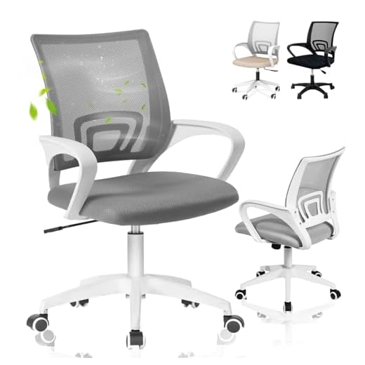 EveryKip Original® Silla Escritorio Ergonomica Ajustable con Apoyo Lumbar| Ruedas Anti-Arañazos 360° | Sillas Oficina Ejecutiva Transpirable | Office Chair (Gris)