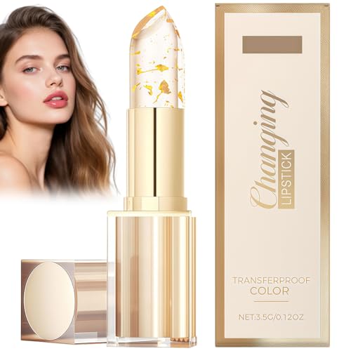 IWIDYA Lápiz labial con cambio de temperatura,Bálsamo labial transparente dorado,Cuidado,resistente al agua - LLápices-B