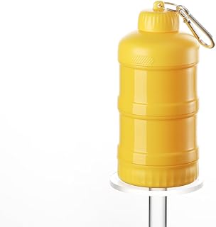 Protein Powder Container with Funnels, Stand Formula Container to Go with Carabiner, 2 Stackable Powder Dispenser for Workout Fitness Travel Yellow