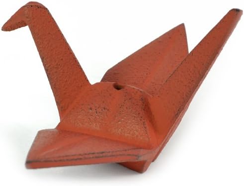 Iwachu Cast Iron Origami Crane Incense Stick Holder & Paperweight - Cinnabar