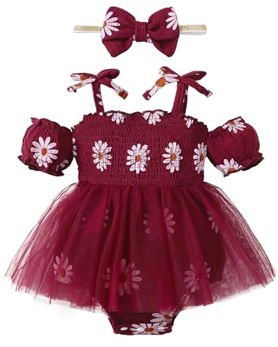 Baby Girl Summer Clothes Newborn Preemie Photoshoot Outfits Infant Short Sleeve Clothing with Headband Red