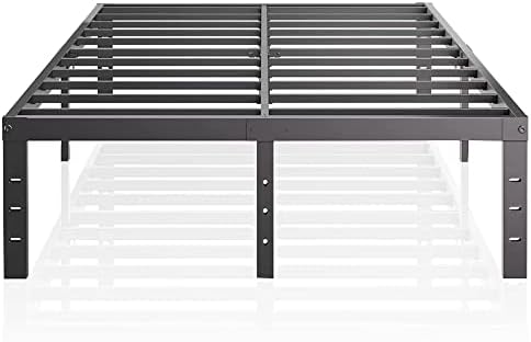 HiBed Metal Platform Bed Frame,18" Tall Profile Mattress Foundation, Heavy Duty Steel Slat/Easy Assembly/No Box Spring Needed/Modern Black Finish. Queen
