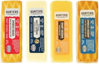 HUNTERS RESERVE PKM - Cheese Bar Assortment 4oz - 4PC Variety Pack CREAMY WHITE - SMOKED CHEDDAR - SHARP - SMOKED GOUDA