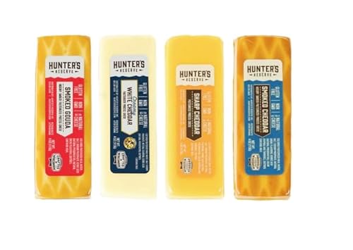 HUNTERS RESERVE PKM - Cheese Bar Assortment 4oz - 4PC Variety Pack CREAMY WHITE - SMOKED CHEDDAR - SHARP - SMOKED GOUDA