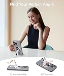 Poignée de téléphone pour Magsafe iPhone Support de sangle 360°Roration Téléphone Kickstand Silicone Finger Ring Innovative Pressure-Relief Damping Charnière Design with Magnet Ring Compatible Tous les téléphones (Blanc)