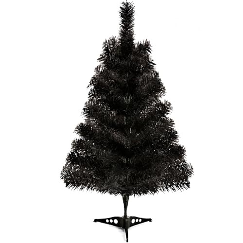 Árvore de Natal artificial de 2 pés, árvore de Natal preta de mesa com suporte de plástico, mini pinheiro de Natal para artigos de festa, decoração de casa para interiores e