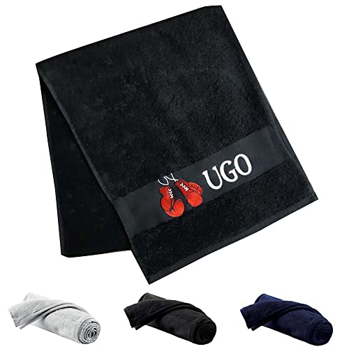 Vanevitch - Serviette de sport personnalisée prénom brodé, 30x140cm,18 motifs sportif au choix