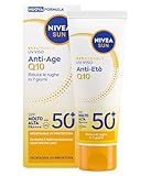 NIVEA SUN Anti-Age Q10 SPF 50+ 40 ml, Crema solare viso antirughe contro il fotoinvecchiamento, Crema viso SPF 50+ con Collagene e Coenzima Q10, Protezione solare ultra leggera, Non comedogena