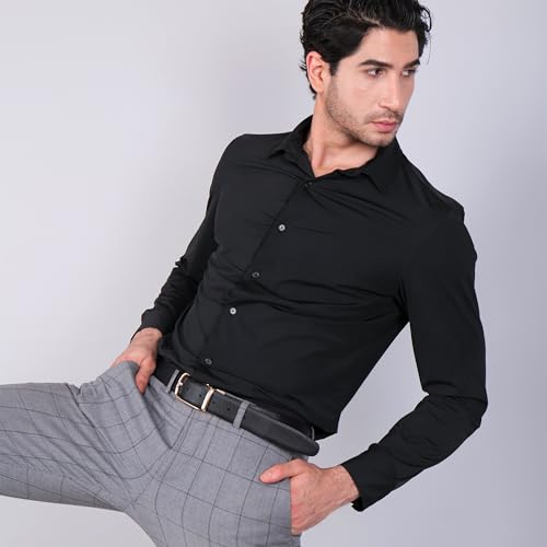 Image of HAYES LONDON Belts for Men Leather Original - Belt for Men Formal with Classic Design, Durable and Italian Reversible Men Belts for All Occasions