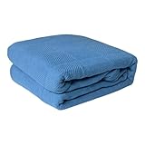 Twin Size 100% Cotton Thermal Blanket (Blue Color)