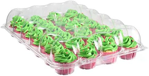 Katgely Cupcake Containers 24 Count (pack of 6), Clear Plastic Cupcake Carriers for 24 Cupcakes, Deep Dome, Stackable, Disposable & BPA-Free
