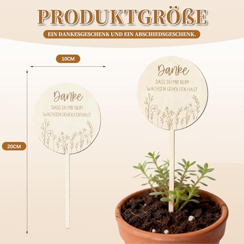 Abschiedsgeschenk Lehrerin mit Herz - 3er Set Holz Blumenstecker als Lehrerin Geschenk zum Abschied oder Schuljahresende für Schule & Kita