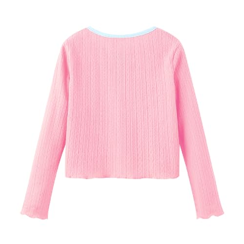 Girls Tie Front Cropped Cardigan Top Long Sleeve Knitted Solid Soft Shrug Sweaters2