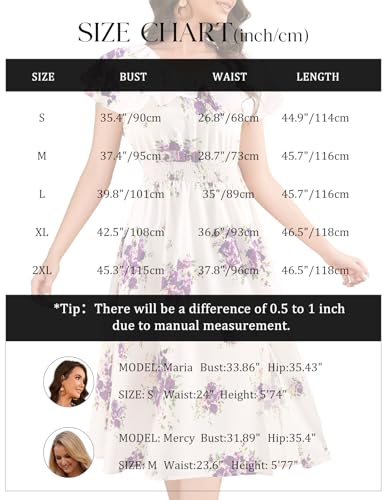 Image of Bridesmay Womens Summer Floral Midi Dresses Ruffle Sleeve Beach Wedding Guest Dress V Neck Swing Flowy Dresses