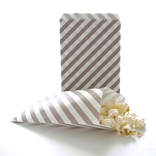 Silver Wedding Candy Bags, Decorative Paper Bags, Party Goody Treat Bags (100 Pack) - Grey Striped, Spanish Tile, Polka Dot & Chevron Bags #TOP1