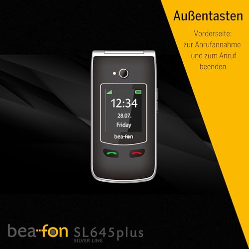 beafon, SL645plus, Silverline, Seniorenhandy mit SOS Notruftaste, Klapphandy, Großtastentelefon, Gesprächsannahme&Beenden Taste auf der Vorderseite, Schutzklasse IP54, XXL Farbinnen- Außendisplay