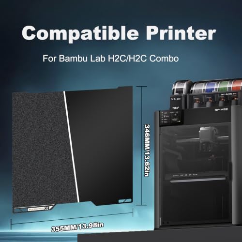 Image of 335x325mm Black Build Plate Double Sided Textured PEI+Smooth PEI Flexible Removable Spring Steel Heated Printing Bed Platform for Bambu Lab H2C 3D Printer