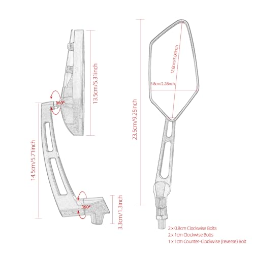 Espejo retrovisor moto universal gran angular 8mm 10mm para ciclomotor 2