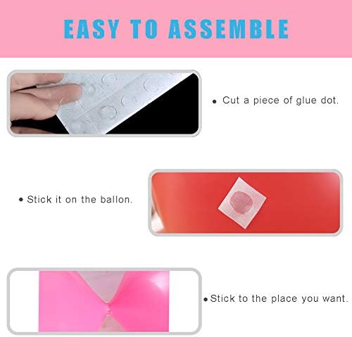 Balloon Decorating Tape Strip for Ballon Arch Garland Kit 2 Rolls 32.8 Feet, 400 Pcs Glue Dots Point Stickers for Wedding Birthday Party (Double Holes)