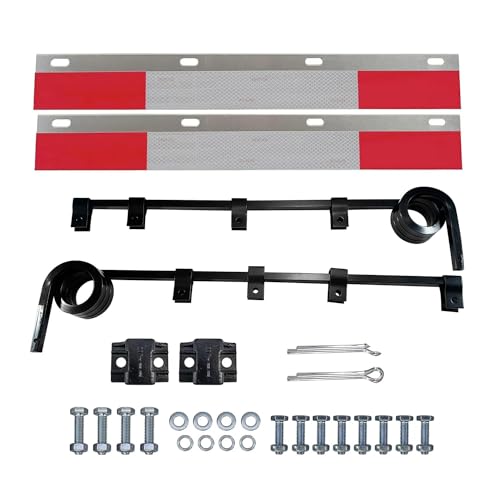 Image of Straight Bar Type Semi Trucks Mud Flap Hanger Bracket 3 coils Damping Spring with Aluminum Mud Flap Reflector Fender Reflective Tape and 24 inchx24 inch Mud Flaps for Heavy Duty Semi Trucks Trailers