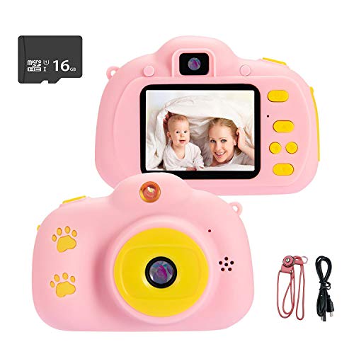 DoDoMagxanadu Kids Digital Video Camera Rechargeable Children's Cameras for Little Boys and Girls Mini Toy Gift Camera Digital Camcorders 16 GB TF Memory Card Included (Pink)