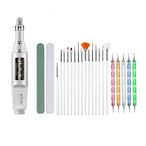 Electric Nail Drill Kit, USB Manicure Pen Sander Polisher With Nail Decoration Diamond And Sand Bands for Exfoliating, Polishing, Nail Removing, Acrylic Nail Tools (WHITE) Electric Nail Drill Kit, USB Manicure Pen Sander Polisher With Nail Decoration Diamond And Sand Bands for Exfoliating, Polishing, Nail Removing, Acrylic Nail Tools (WHITE)