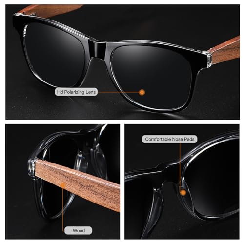 Wooden Sunglasses Polarized for Men Women UVA/UVB Protection Wooden Bamboo Frame Mirrored Sun Glasses4