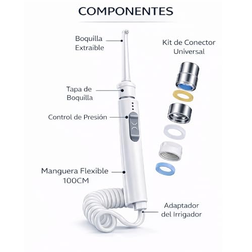 Limpiador De Dientes Agua a Presion, Irrigador Portatil, Limpiador Dientes Agua Presion, Irrigador-dental, Portatil, Sobremesa, Viaje, Higiene Bucal Sin Baterías y Sin Electricidad, Conectado a Grifo - imagen 4