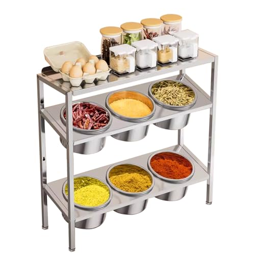 Gaommini Soporte para encimera de Cocina, Estante para macetas de Especias de 3 Capas con estantes de Almacenamiento Ajustables, Soporte para condimentos de Acero Inoxidable 304, fácil de Instalar