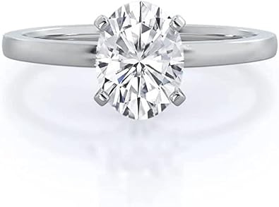0.50-2.00 Carat Oval Cut IGI Certified Petite Solitaire Lab Grown Diamond Engagement Ring In 14K White Gold E-F Color VS1-VS2 Clarity For Women